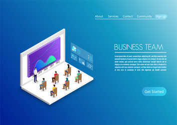 people work in a team and interact with graphs vector image