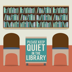 reading seats in front of a bookcase vector image