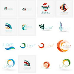 set of abstract wavy elements circles swirls vector image