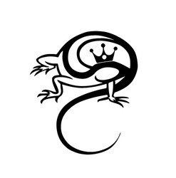 black linear image of a lizard on white background vector image