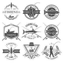 Fishing Emblems & Icons Set Vector Image