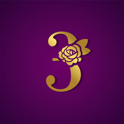 gold letter with rose flower for fashion logo vector