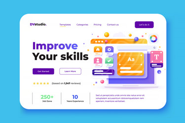 modern 3d of light landing page web design vector image