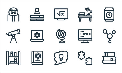 nerd line icons linear set quality vector image