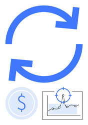 circular arrows with dollar sign and data chart vector image