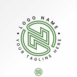 initial n z two double lines font circle infinity vector image