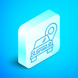 isometric line map pointer with taxi icon vector image
