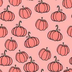 seamless pattern with pumpkins on color background vector image