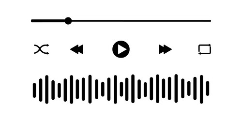 audio player interface with loading bar buttons vector