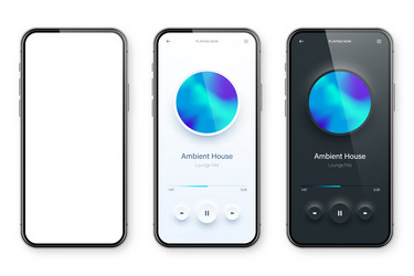 online audio player user interface smartphone app vector