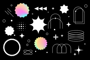 retro style y2k geometric shapes element in set vector image