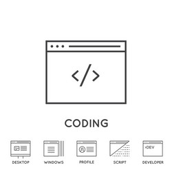 set minimal browser developing app and coding vector image