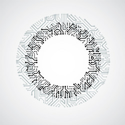 abstract computer circuit board monochrome round vector