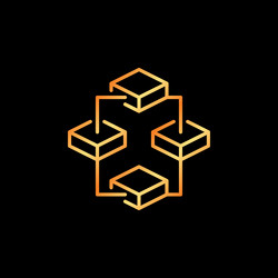 Blockchain line golden icon - block chain 4 vector