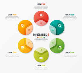 circle chart template with 6 options vector