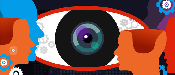 clear vision big eye thinking concept of digital vector