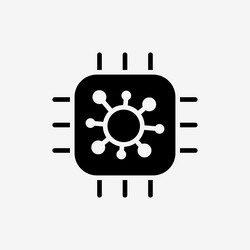 icon solid black cpu chip micro processor vector image
