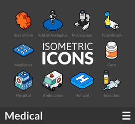 isometric outline icons set 17 vector