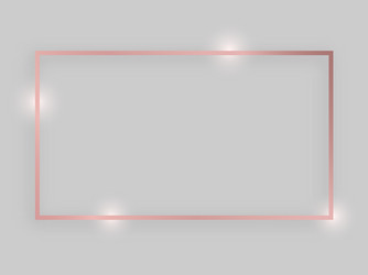 rose gold rectangular shiny frame with effects vector image