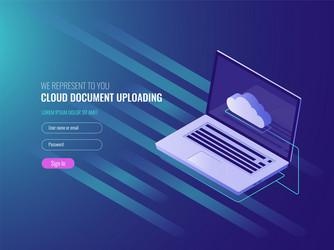 cloud document uploading concept clous server vector image