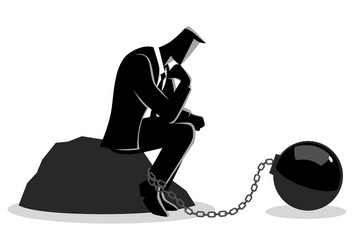 Chained Businessman - Business Struggle vector image