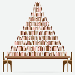 flat design books galore on table vector image