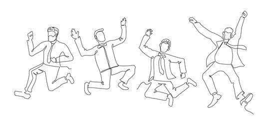 jumping businessman continuous line art vector