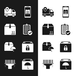 set verification of delivery list cardboard box vector image