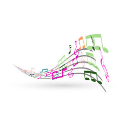 Abstract background with colorful music notes vector