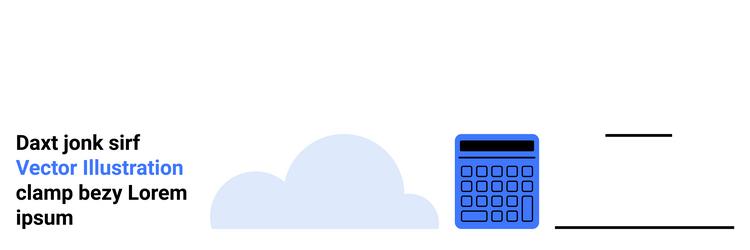 blue calculator with text elements and cloud vector image