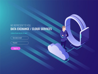 concept cloud server data exchenge vector