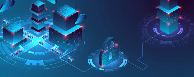 isometric big data flow processing concept cloud vector image