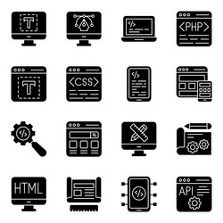 pack of web interface solid icons vector image