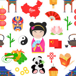 pattern with chinese symbols vector image