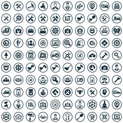 Repair 100 icons universal set for web and ui vector