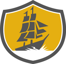 sailing galleon tall ship crest retro Vector Image