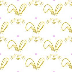 seamless pattern with bunny line faces and polka vector image