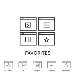 set minimal browser developing app and coding vector image