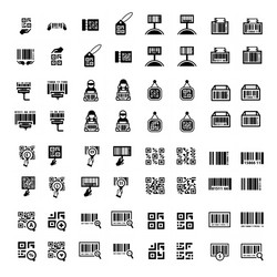 barcode and qr code set 64 item vector image