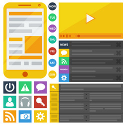 flat design elements web buttons and icons vector image