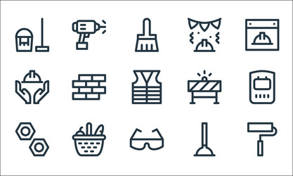 Labour day line icons linear set quality vector