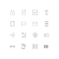 network and database linear thin icons set vector image