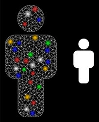 network person glare icon with multi colored vector image