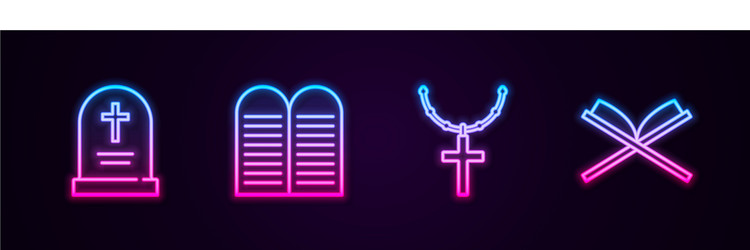 set line tombstone with cross the commandments vector image