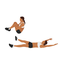 Woman doing bent leg jackknife exercise Royalty Free Vector