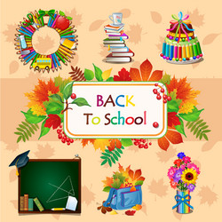 colorful image with different school objects vector image