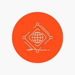 complex global internet net web white line icon vector image