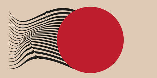Dynamic Red Circle with Wavy Lines vector image