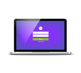 Laptop login password on lock screen computer vector