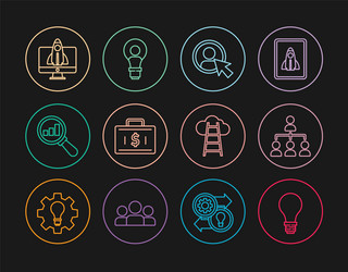 set line light bulb with concept of idea create vector image